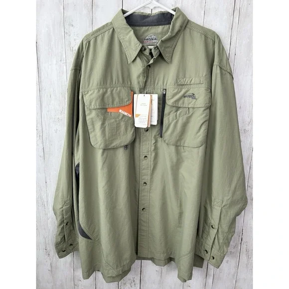 Men's Natural Gear River Shirt Sage Dry Vent NWT Sun Protection Size 2XL - Picture 1 of 9